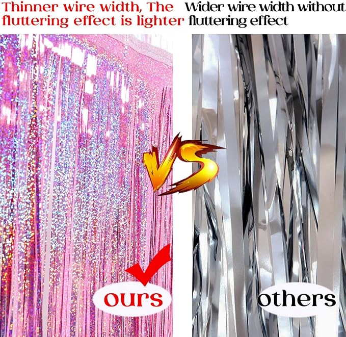 Glitter Pink Fringe Garland -4 Layers Thick, 2 Pack Metallic Tinsel Tassel - Image 7