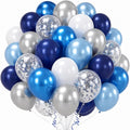 Blue Silver Balloons 12 Inch Navy Blue Silver White Balloons 35 Pcs Night Blue by HILAVO