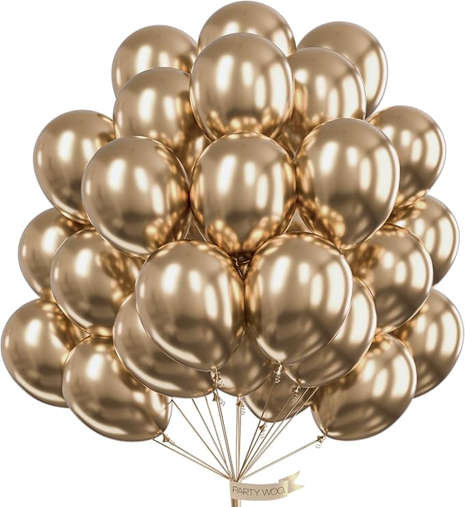 PartyWoo Metallic Gold Balloons 100pcs Chrome Gold Color 12 Inch | Balloons by PartyWoo