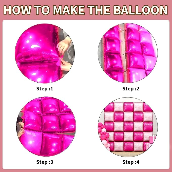 Hot Pink and Rose Double Sided Square Foil Balloons Wall, 19 Inches Pink - Image 9