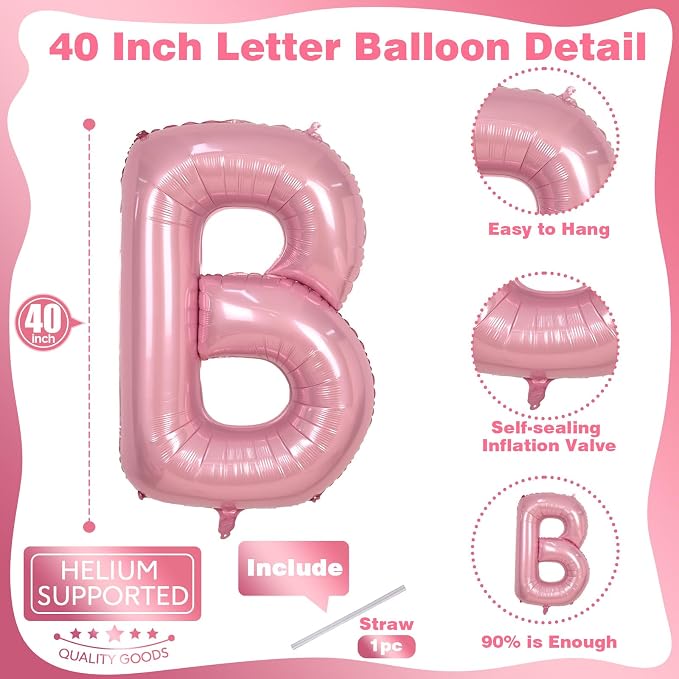 40 Inch Pastel BABY Balloon for Girls Baby Shower, Large Light Pink Foil - Image 2