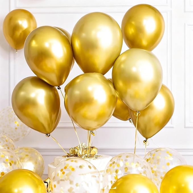 AULE 50Pcs Metallic 12 Inches Gold Chrome Helium Shiny Balloons | Chrome Helium - Image 3