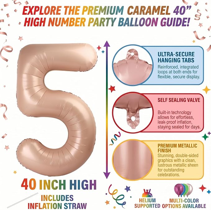 40 Inch Caramel Foil Number 15 Balloon - Image 2