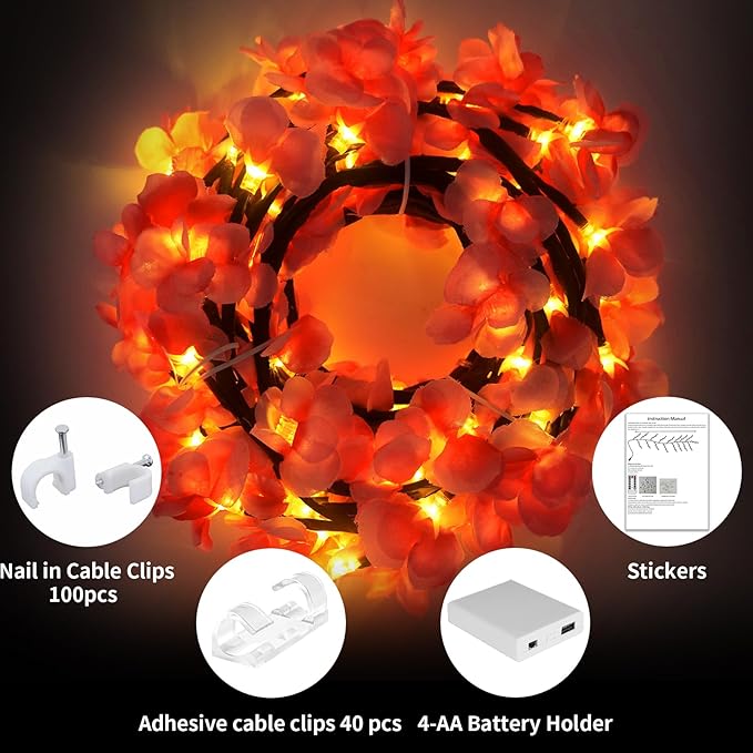 FNHMSL 4FT 48LED Cherry Enchanted Willow Vine Lights - Image 5