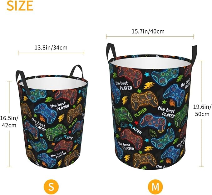 Video Game Controller Colorful Laundry Hamper Bag - Image 4