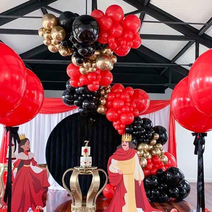 Red Black and Gold Balloons Arch Kit, 18 12 10 5 inch, - Image 4
