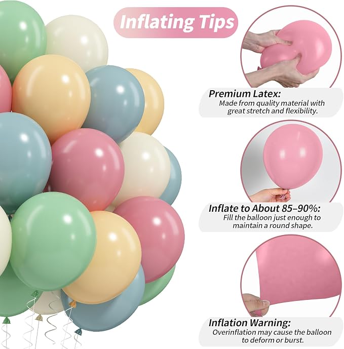 Pink Blue Green Balloons, Pastel Balloon Blush Pink Sage Green Dusty Blue Ivory - Image 6