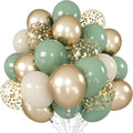 Sage Green Gold Balloons, 12 Inch Olive Avocado Retro Green Beige Sand White by Unknown