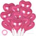 12 Pcs Deep Pink Heart Balloons, 18 Inch Heart Foil Balloons Love Balloon by YOTHORN