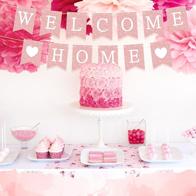 Yeaqee Welcome Home Banner Welcome Back Home Decorations 2 Hearts Sign - Image 5