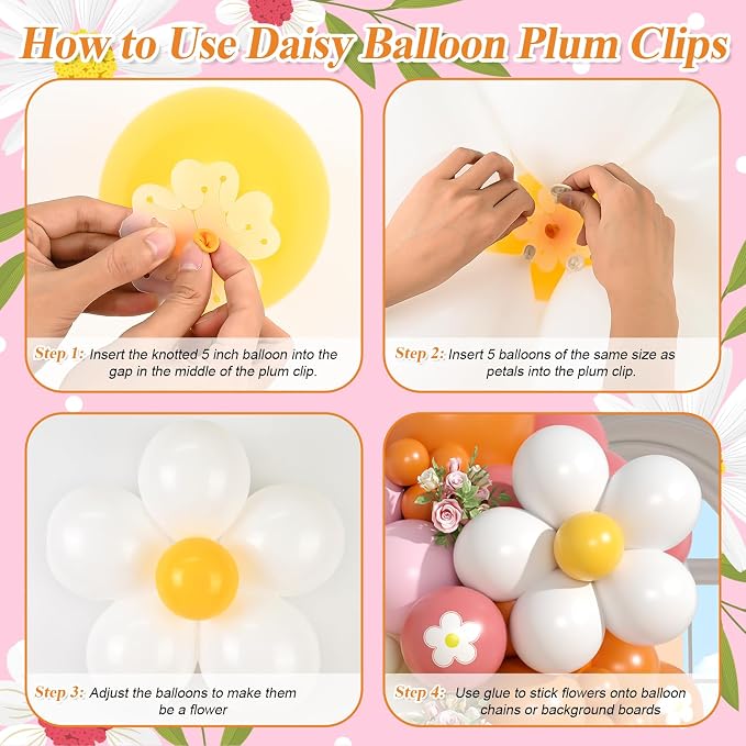 Daisy Balloon Garland Arch Kit, Retro Orange Yellow Pink Boho Balloon Arch Kit - Image 7