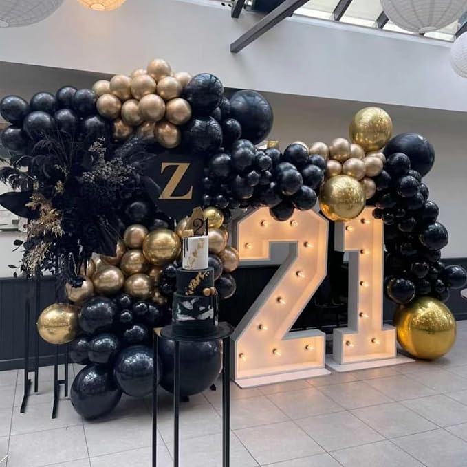 Black and Gold Balloons Garland Arch Kit, New Year, Anniversary Party - Image 6
