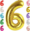 6 Balloon Numbers Birthday Decorations, 40In Gold Balloons by Mluchee