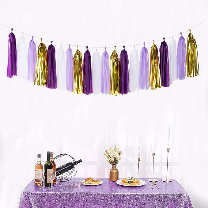 Purple-Gold Party Decoration Tassel Garland - Image 2