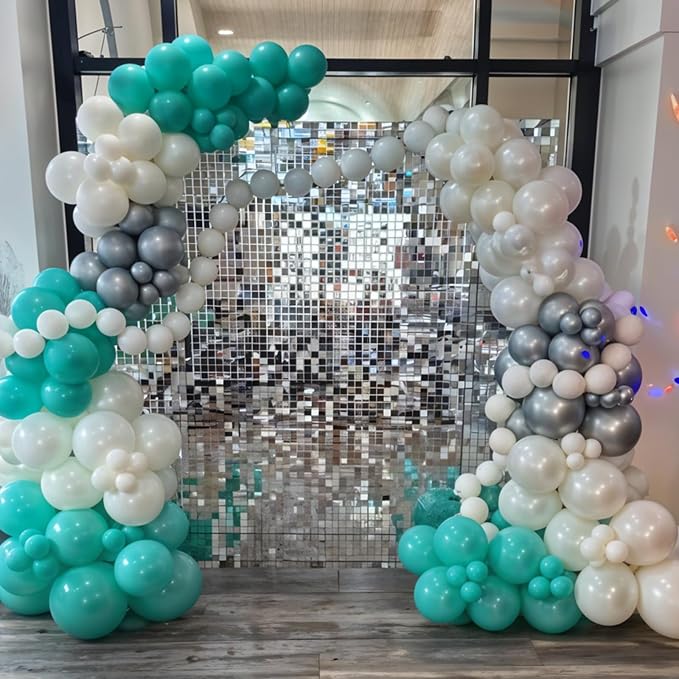Double Stuffed Teal Balloons, Pearl White Balloon - Image 6