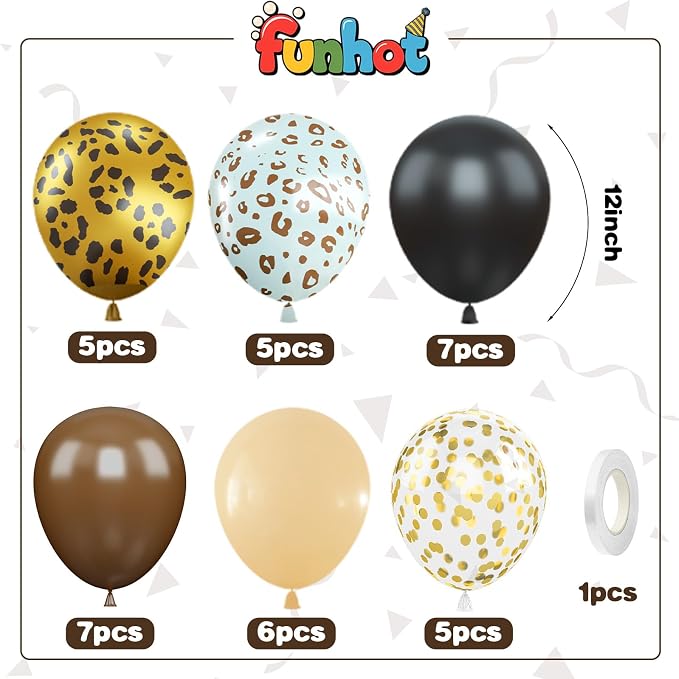Black and Brown Balloons for Leopard Birthday Party Decorations | 12-inch black - Image 2