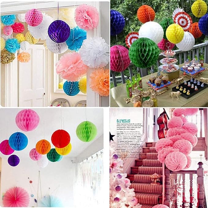 20pcs Red Honeycomb Flower Balls 3''6'' Party Honeycomb Balls Decoration | - Image 3