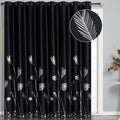 Wide Blackout Curtain for Sliding Door 100W x 84L Inch Silver Palm Tree by ESTELARTEXTILER