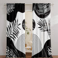 Boho Mid Century Black and White Living Room Curtains, 84 Inch Modern Arch Sun by GOLDLAWN