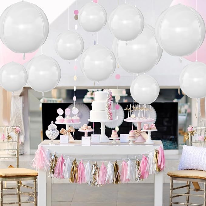 12Pcs Matte White Round Foil Balloons - Image 5