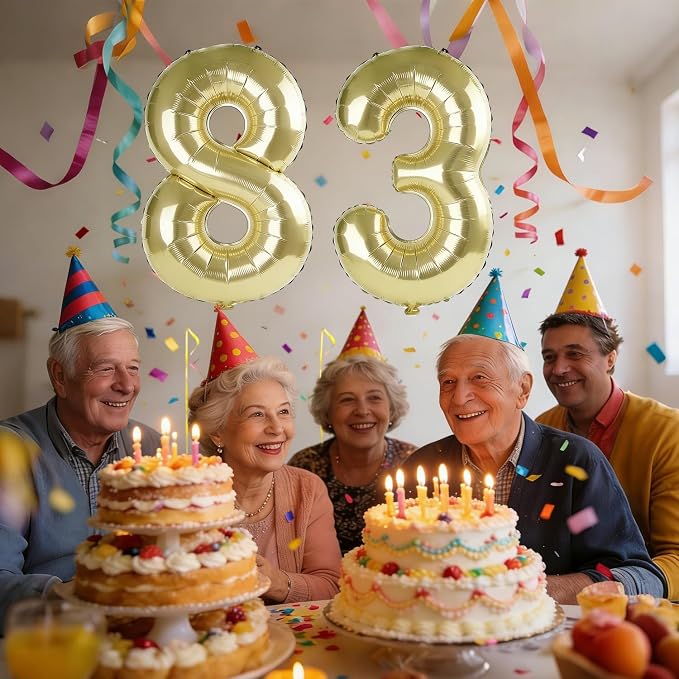40 Inch Number 83 Balloons for 83rd Birthday Party Decorations, 0-100 Champagne - Image 2