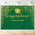Mocsicka Class of 2026 Backdrop Green Gold Glitter Bokeh Graduation Party by Mocsicka