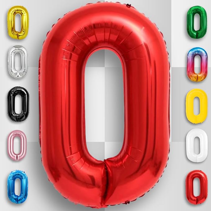 Red Number Balloon 0 Mylar Foil Balloons 16 inch - Image 4