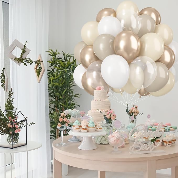 Beige White Gold Balloons - Image 7
