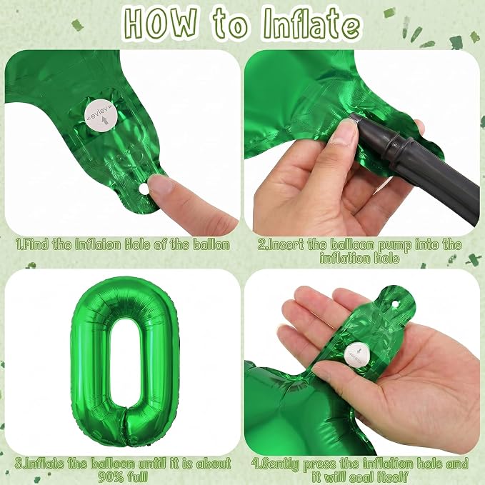Green Number 0 Balloon 40 Inch, Shiny Foil Numeral - Image 5