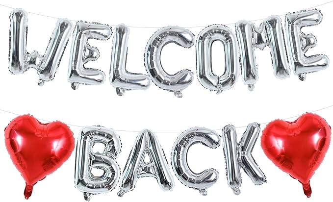 TONIFUL 16 Inch Silver WELCOME BACK Foil Letter Balloons Banner Decoration | by TONIFUL
