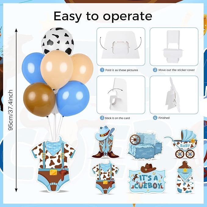 6 Sets Cowboy Baby Shower Balloon Stand Kit - Image 6