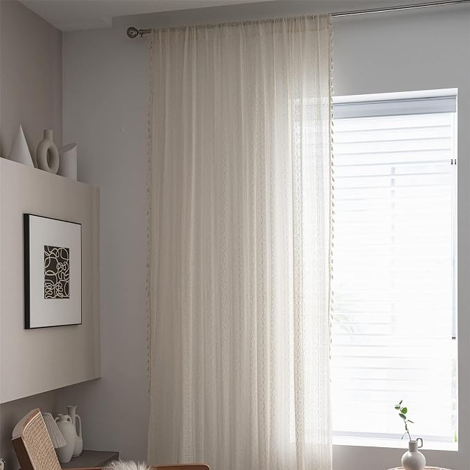 Sutuo Home Boho Curtain Crochet Lace Semi-Sheer Florals Hollow Knitted Handmade - Image 9