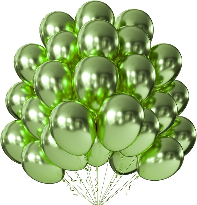 12 Inch Metallic Lime Green Balloons, Baby Shower, Graduate Party Decorations by KALOR