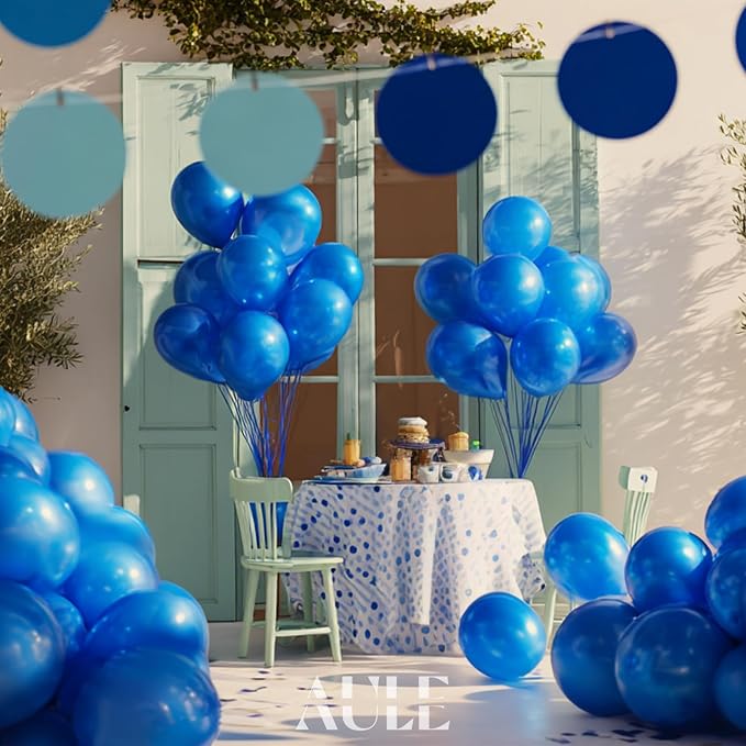 AULE 50Pcs Metallic 12 Inch Blue Chrome Helium Shiny Balloons | Latex Thicken - Image 3