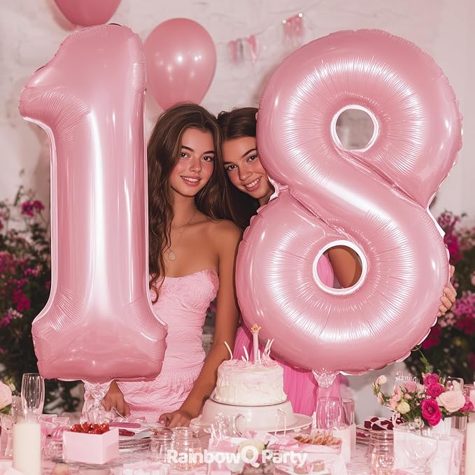 RainbowQ Pink 18 Balloon Number 40 Inch 0-40 Foil Large Balloons | Big Mylar 18 - Image 2