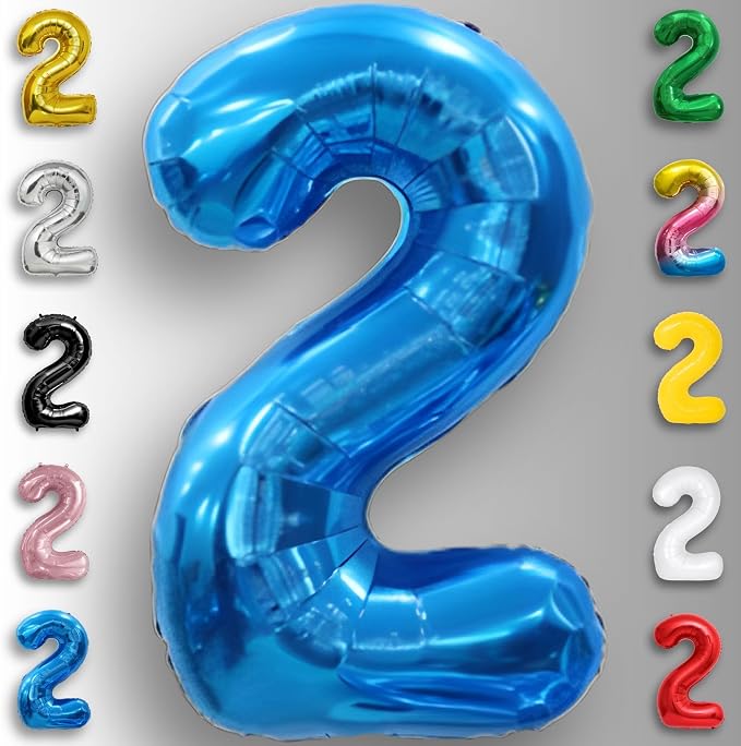 Blue Number Balloon 2 Mylar Foil Balloons 40 inch - Image 2