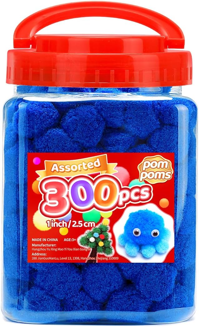 Iooleem Blue Pom Poms, Craft Pom Pom Balls by IOOLEEM