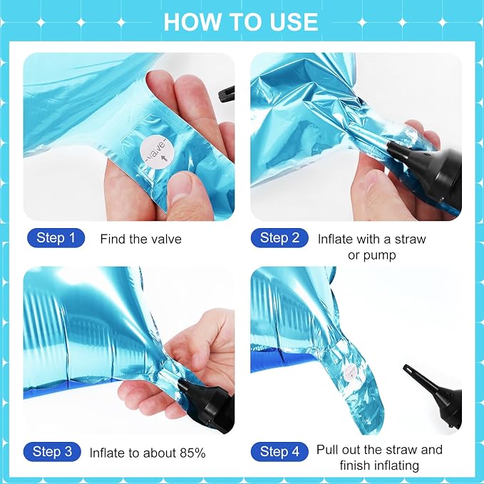 LightBlue and Blue Square Foil Balloons 25 Pcs Metallic LightBlue and Blue - Image 2