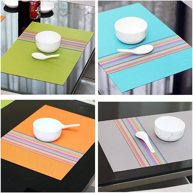 SHACOS Placemats Set of 4 Colorful Woven Vinyl Place Mats - Image 3