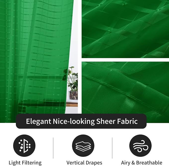 SpaceDresser Check Sheer Curtains 84 Inches Long - Image 4