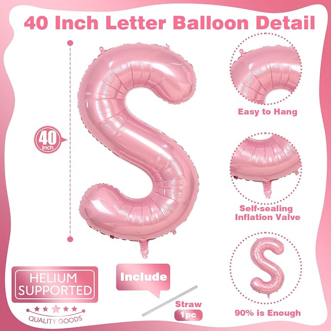 40 Inch Pastel Pink BIG SIS Letter Balloons, Pearl Pink BIG SIS Balloon Letters - Image 2