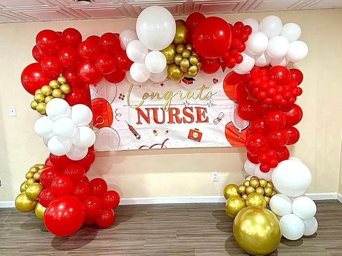 153Pcs Red and Gold White Balloons Garland Arch Kit - Image 4