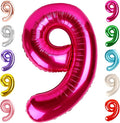 9 Balloon Numbers Birthday Decorations, 40In Hot Pink Balloons by Mluchee