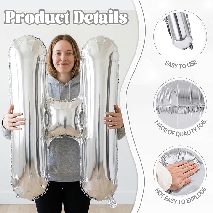 40 Inch Silver HOME Balloons, Large Silver Letter Foil Balloon - Image 3