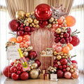 Burgundy Pink Balloon Arch Double Stuffed Dark Red Pink Gold Pearl Balloons by Pinbra