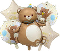 Matte Bear Birthday Party Balloons, Big Brown Bear Foil Balloons Set | Animal by Cemkhly