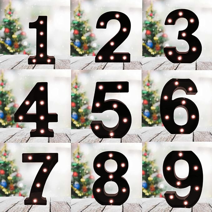 OYCBUZO Light Up Black Alphabet Marquee Number Sign LED Marquee Number Lights Sign for Night Light Home Bar Christmas Lamp Birthday Party Wedding Decoration 3