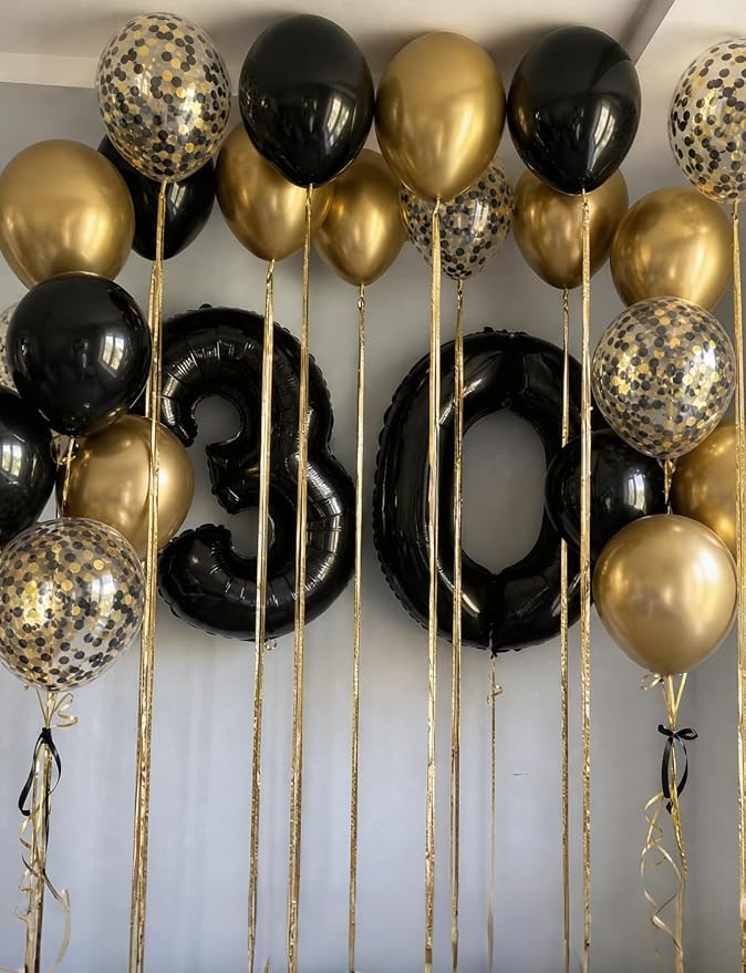 Black and Gold Balloons, Latex Balloons - Image 7