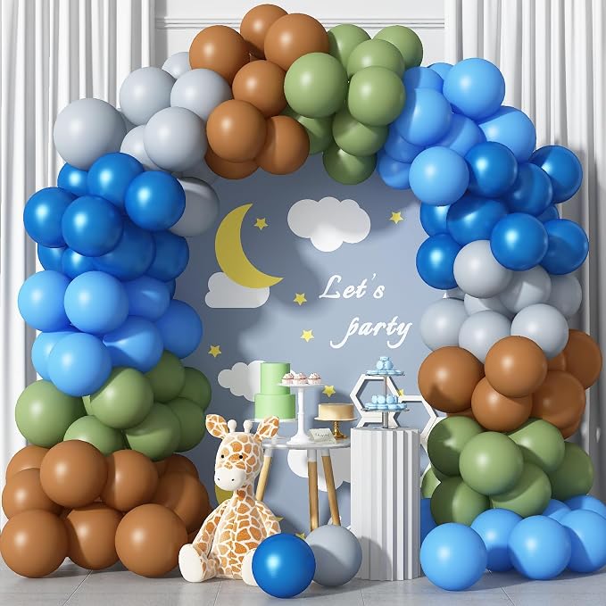Blue Green Balloons 60 Pcs 12 Inch Sage Green Blue Brown Balloons Neutral Boho - Image 5