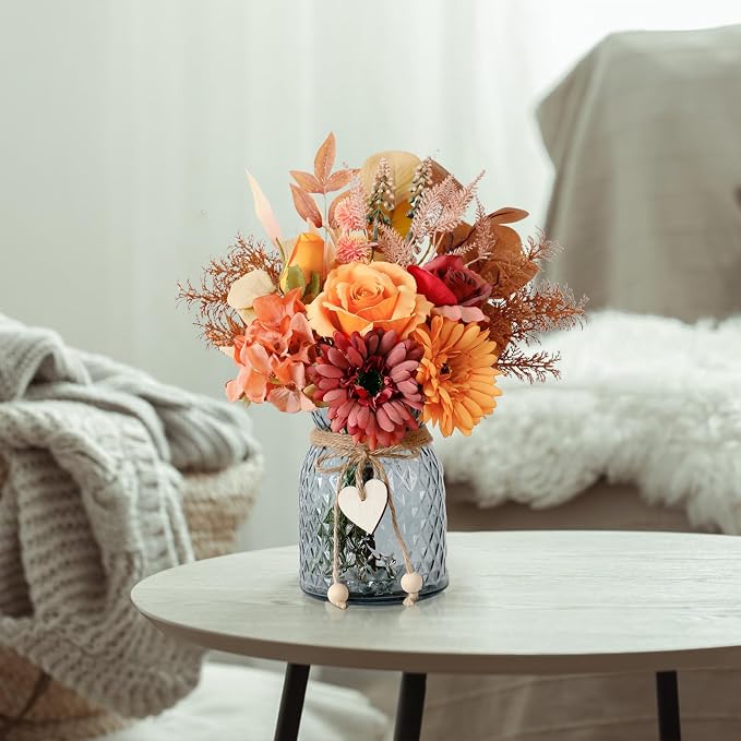 Leftover Fake Fall Flowers in Vase, Fall Silk Flower Arrangements, Fall - Image 6